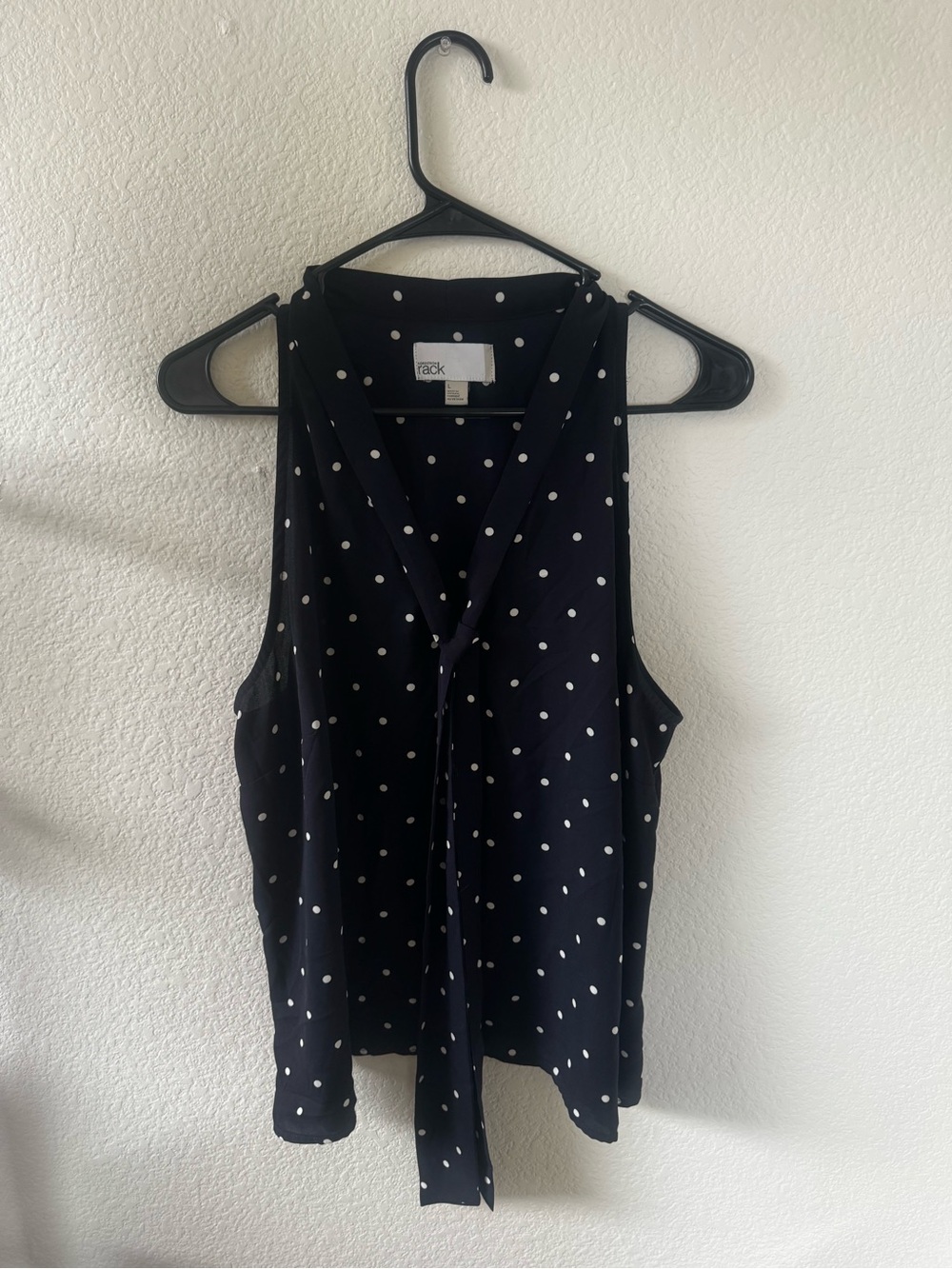 Nordstrom Rack Polka Dot Tie-Neck Sleeveless Blouse